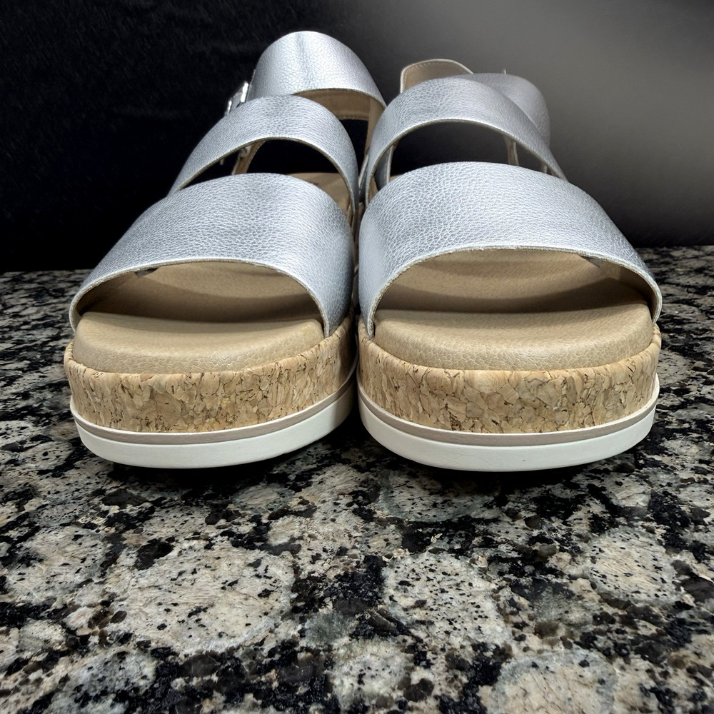 Dr. Scholl's Women's Once Twice Espadrille Platform Wedge Sandal 8M silver - Picture 4 of 11